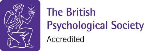 Logo of the British Psychological Society showing the University's teaching is accredited by them