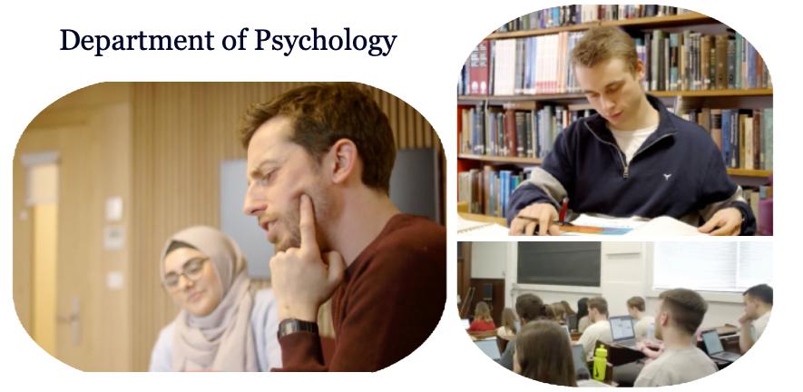 Students in the psychology library, classes and meeting